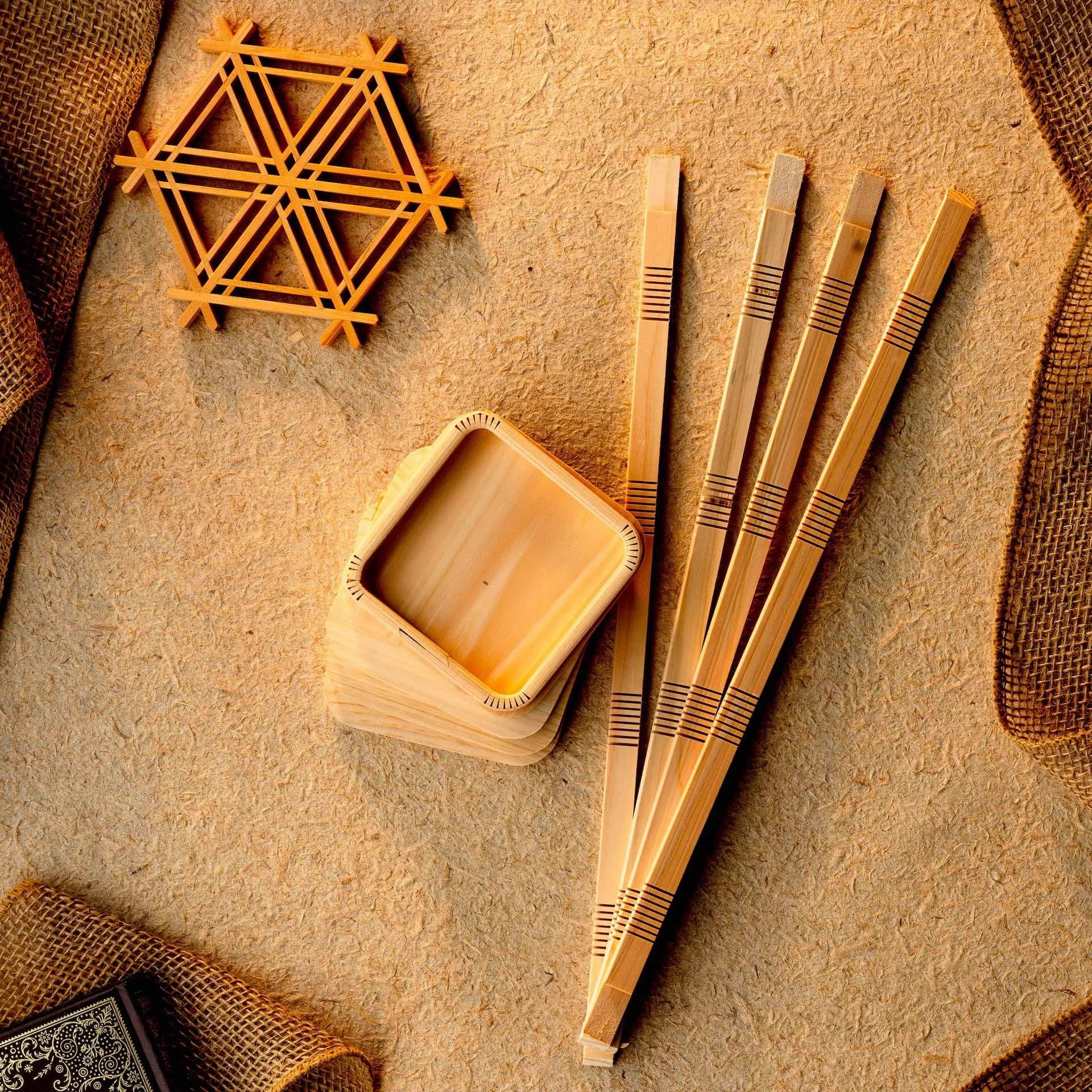 Japanese Cypress Hikimage Coasters - Set of 4