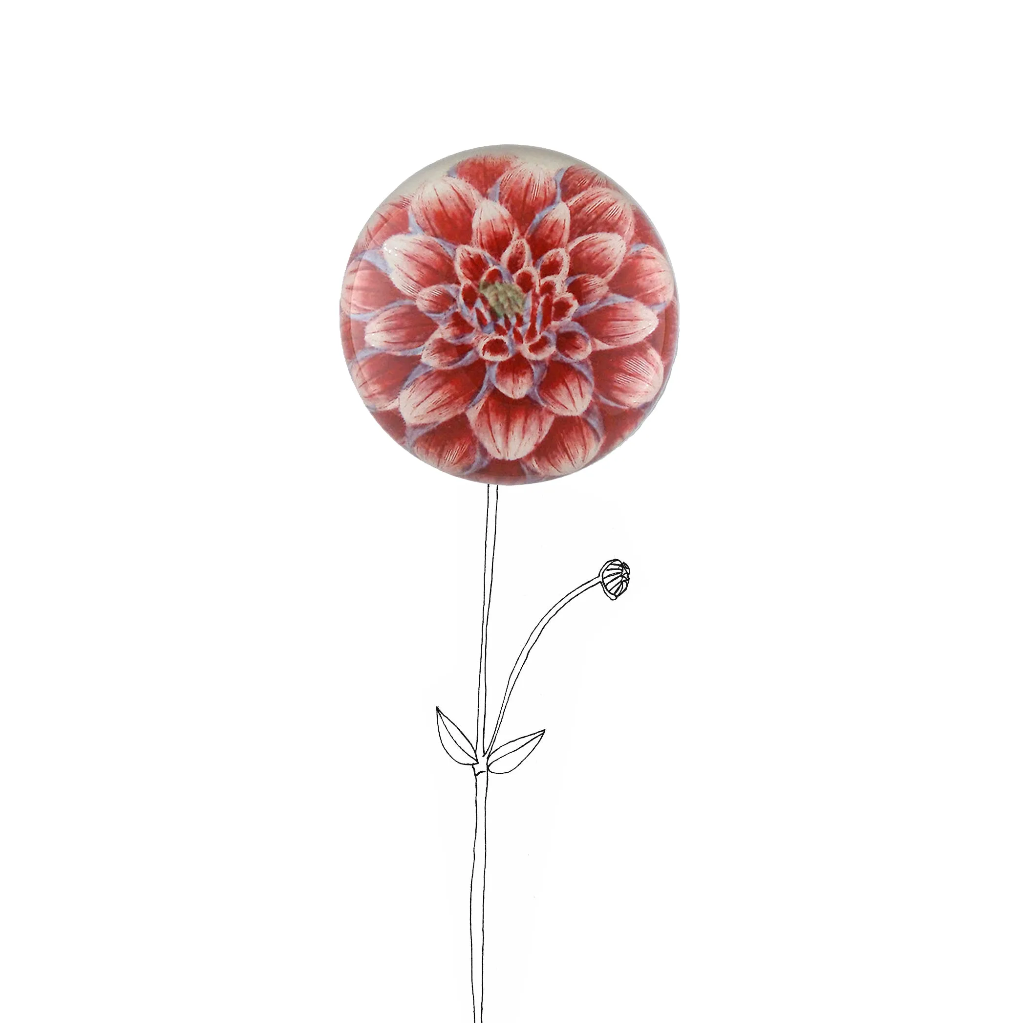 John Derian Dark Pink Dahlia Paperweight, 9cm