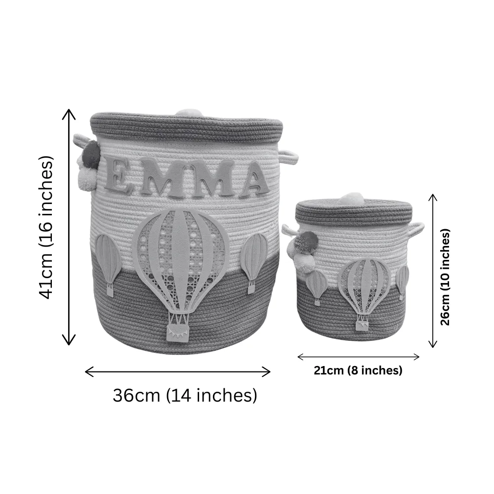 Jute Cotton Storage Basket  with Lid - Up & Aqua