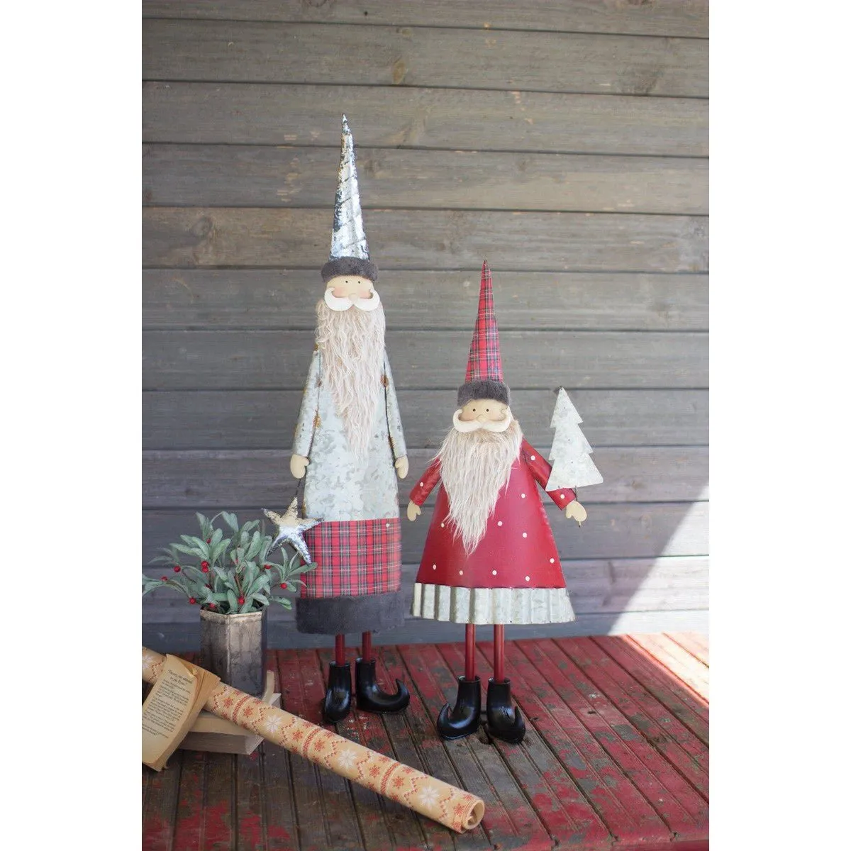 Kalalou set of two metal santas with beards - CHE1296