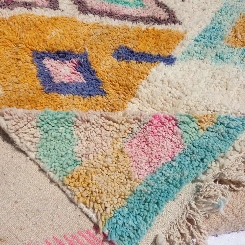 KEFKEF | 8x5 Ft | 2,5x1,5 m | Moroccan Colorful Rug | 100% wool handmade
