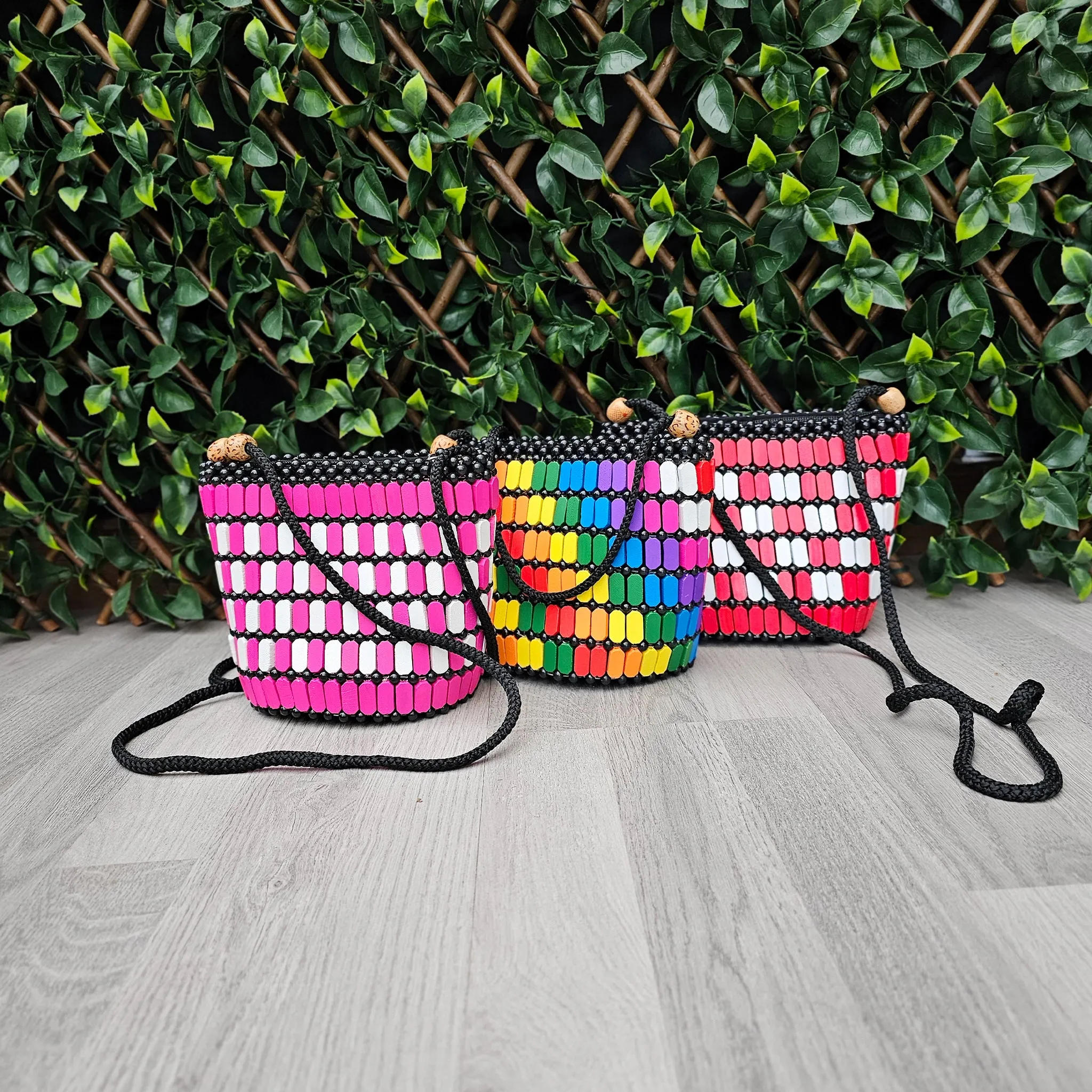 Kenyan Wooden Bead Handbag - Kenesha