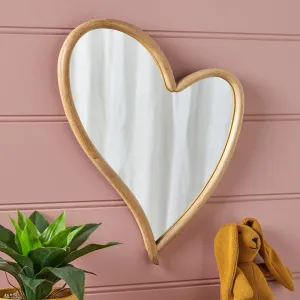 Kids' Heart Rattan Wall Mirror