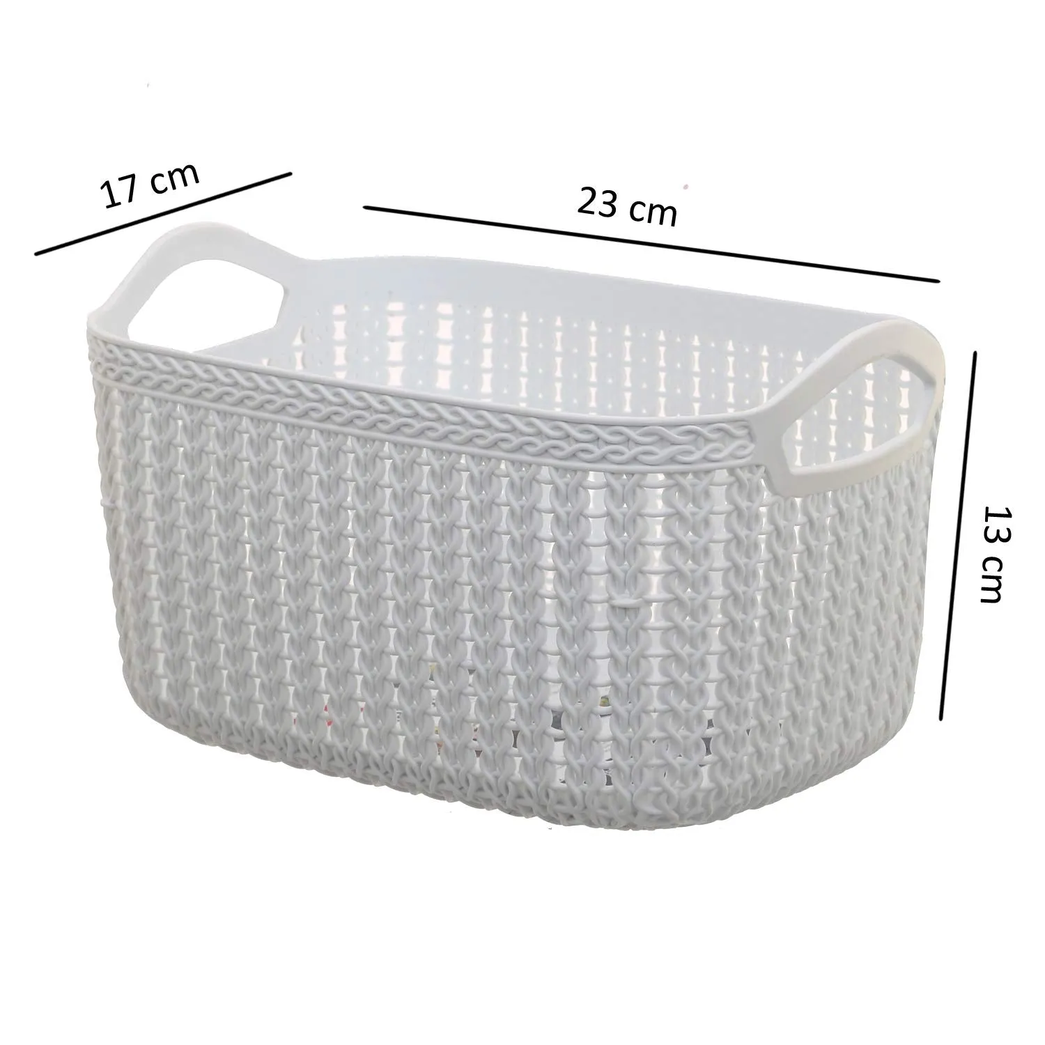 Kuber Industries Plastic 2 Pieces Multipurpose Large and Medium Size Flexible Storage Baskets/Fruit Vegetable Kitchen Organizer with Handles (White and Peach) - CTKTC030635