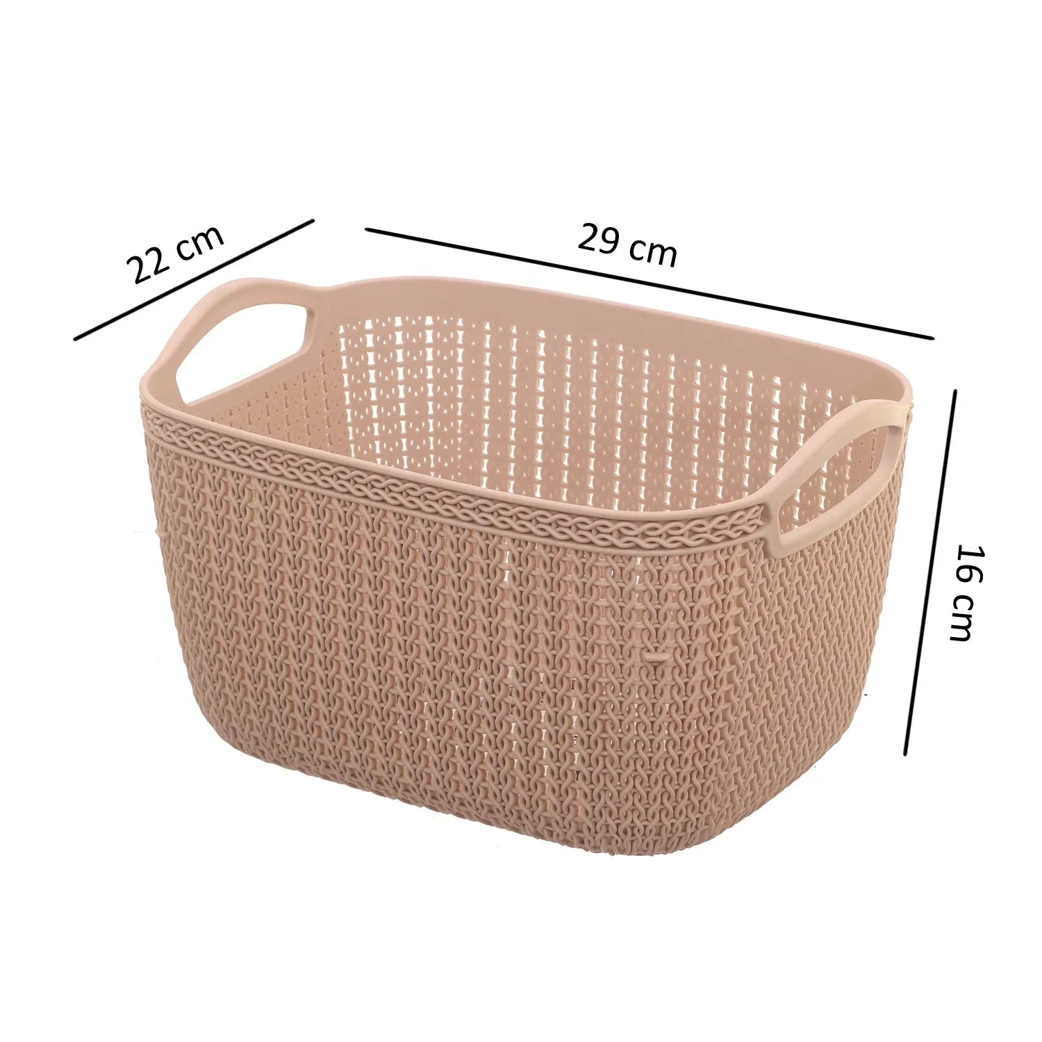 Kuber Industries Plastic 2 Pieces Multipurpose Large and Medium Size Flexible Storage Baskets/Fruit Vegetable Kitchen Organizer with Handles (White and Peach) - CTKTC030635