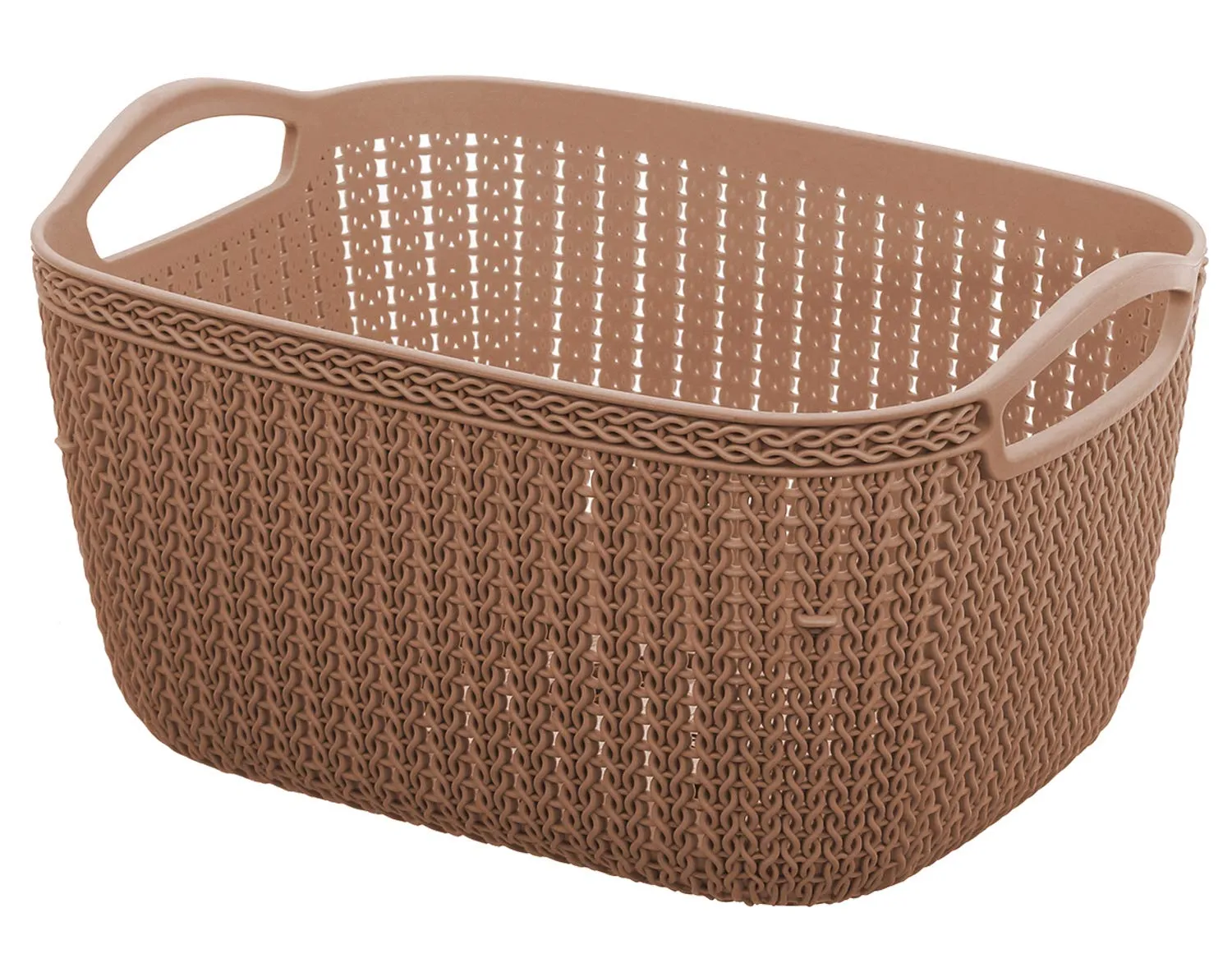 Kuber Industries Plastic 2 Pieces Multipurpose Large Size Flexible Storage Baskets/Fruit Vegetable Bathroom Stationary Home Basket with Handles (Brown & Cream) -CTKTC42926