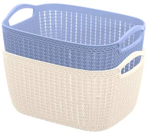Kuber Industries Plastic 2 Pieces Multipurpose Medium Size Flexible Storage Baskets/Fruit Vegetable Bathroom Stationary Home Basket with Handles (Cream & Grey) -CTKTC043262