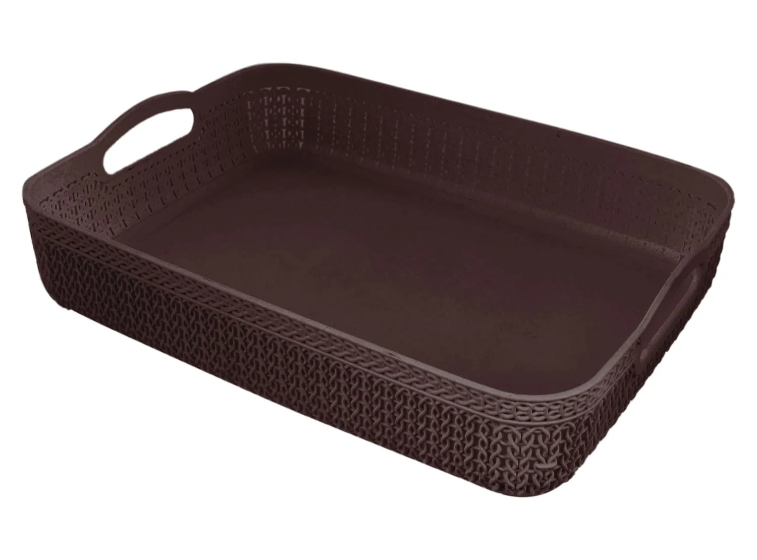 Kuber Industries Q-3 Designer Plastic Storage Basket For Store Fruits, Vegetables, Magazines, Cosmetics, Stationary Pack of 4 (Brown & Grey)-50KM01542