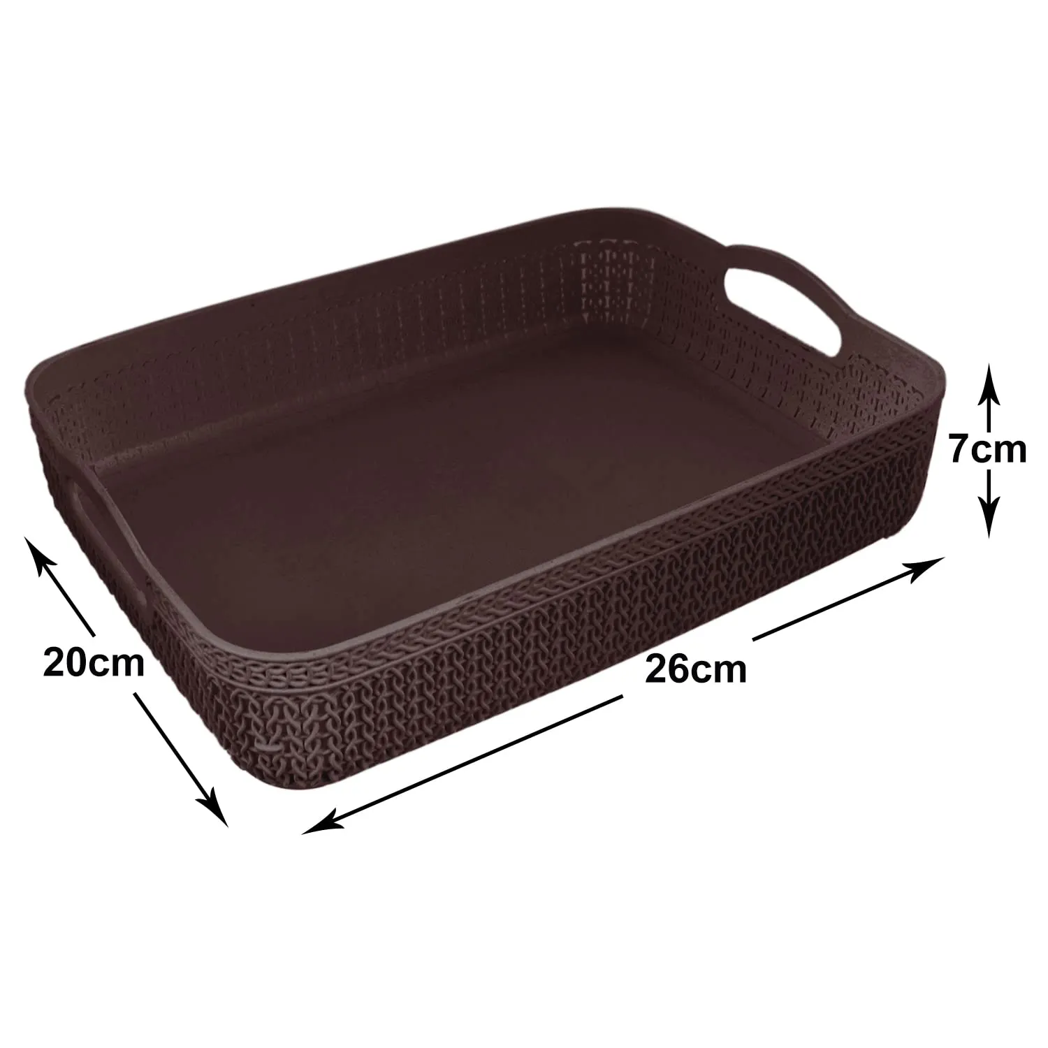 Kuber Industries Q-3 Designer Plastic Storage Basket For Store Fruits, Vegetables, Magazines, Cosmetics, Stationary Pack of 4 (Brown & Grey)-50KM01542