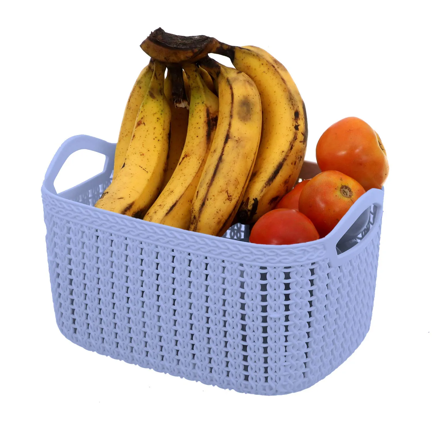 Kuber Industries Unbreakable Plastic 2 Pieces Multipurpose Medium Size Flexible Storage Baskets/Fruit Vegetable Bathroom Stationary Home Basket with Handles (Grey) -CTKTC043243