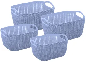 Kuber Industries Unbreakable Plastic 4 Pieces Multipurpose Large and Medium Size Flexible Storage Baskets/Fruit Vegetable Bathroom Stationary Home Basket with Handles (Grey) -CTKTC039368