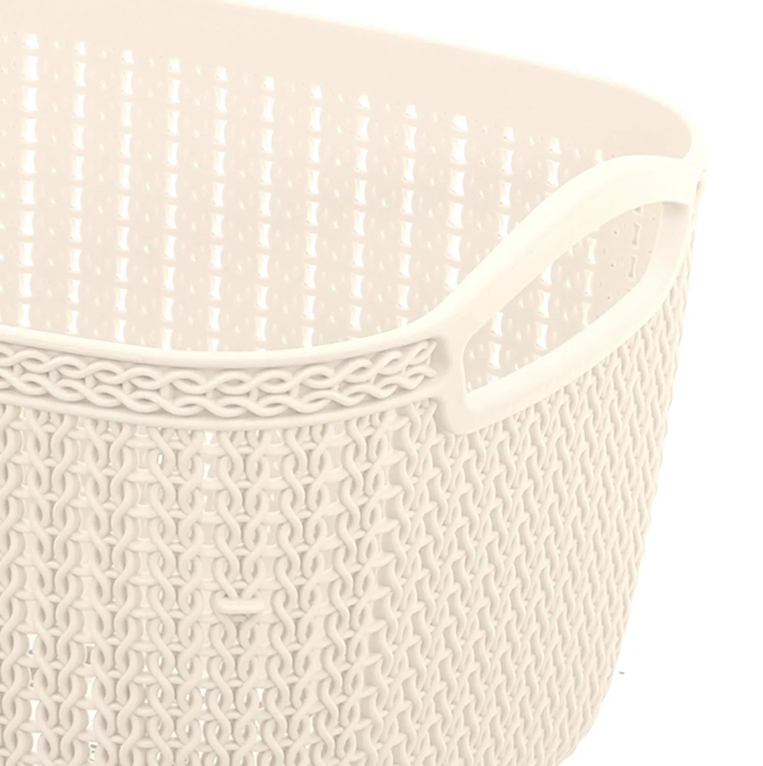 Kuber Industries Unbreakable Plastic Multipurpose Medium Size Flexible Storage Baskets/Fruit Vegetable Bathroom Stationary Home Basket with Handles (Cream) -CTLTC039053