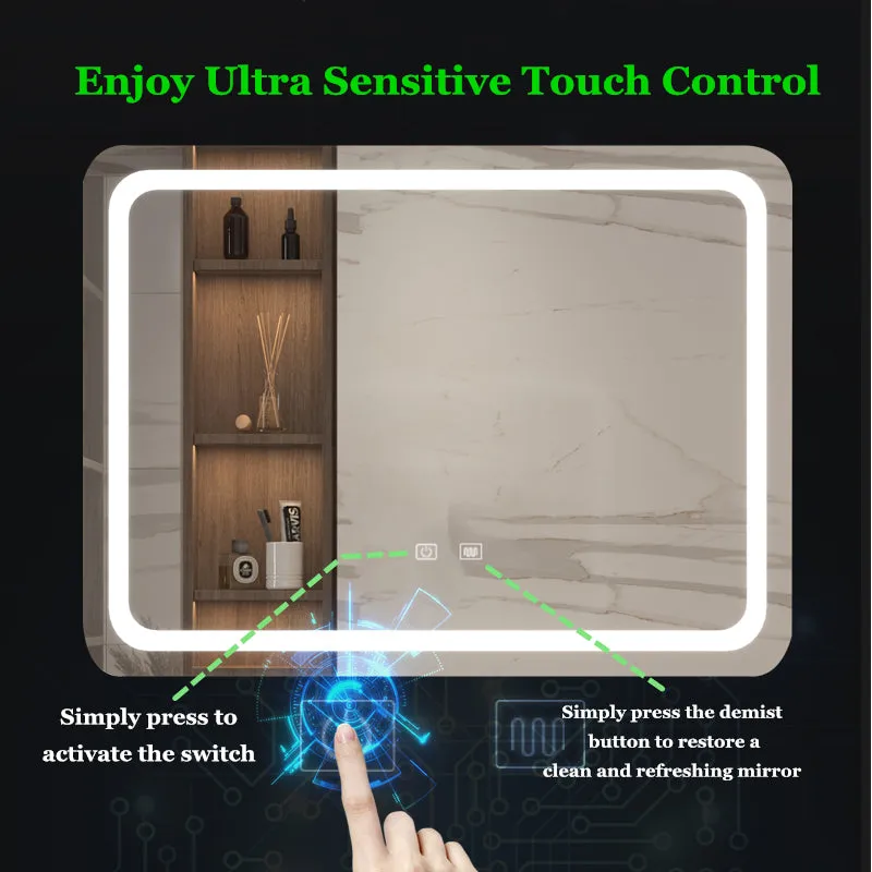 LED Single Bathroom Vanity Mirror in Polished Crystal Bathroom Vanity LED Mirror for Bathroom Wall Smart Lighted Vanity Mirrors 23" x 31"