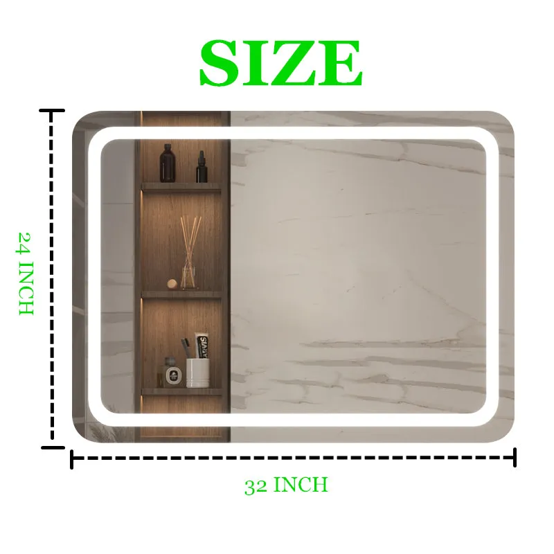 LED Single Bathroom Vanity Mirror in Polished Crystal Bathroom Vanity LED Mirror for Bathroom Wall Smart Lighted Vanity Mirrors 23" x 31"