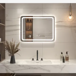 LED Single Bathroom Vanity Mirror in Polished Crystal Bathroom Vanity LED Mirror for Bathroom Wall Smart Lighted Vanity Mirrors 23" x 31"