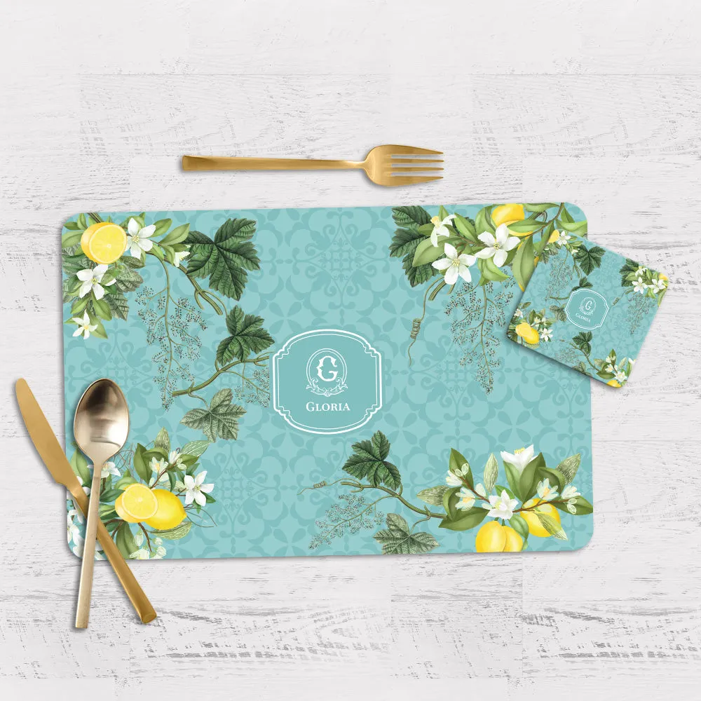 Lemon Grove  Tableware Set (4 Placemats & 4 Casters)