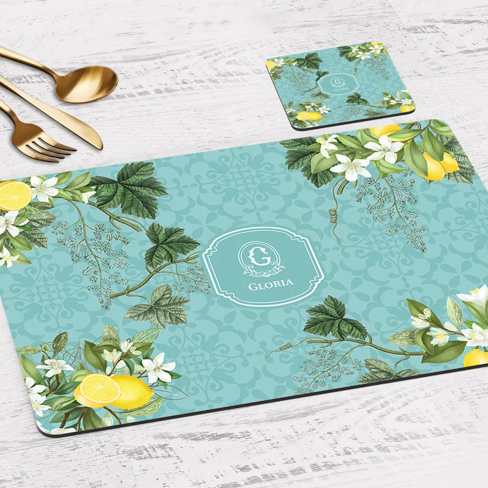 Lemon Grove  Tableware Set (4 Placemats & 4 Casters)