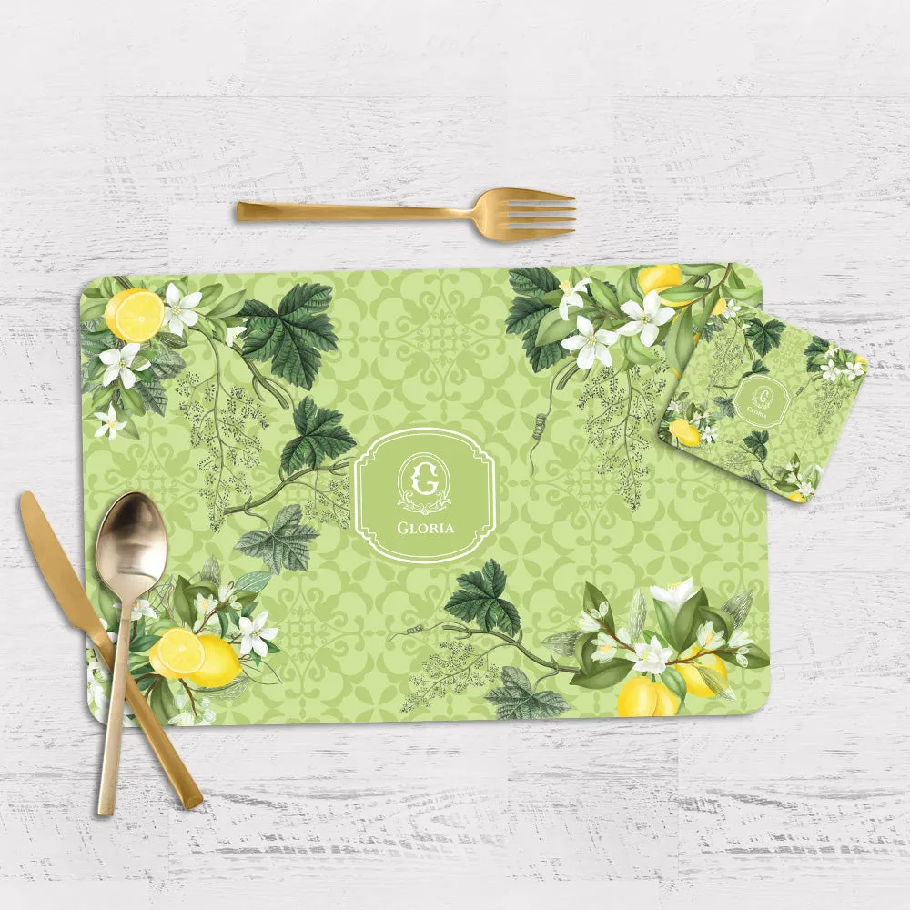 Lemon Grove  Tableware Set (4 Placemats & 4 Casters)