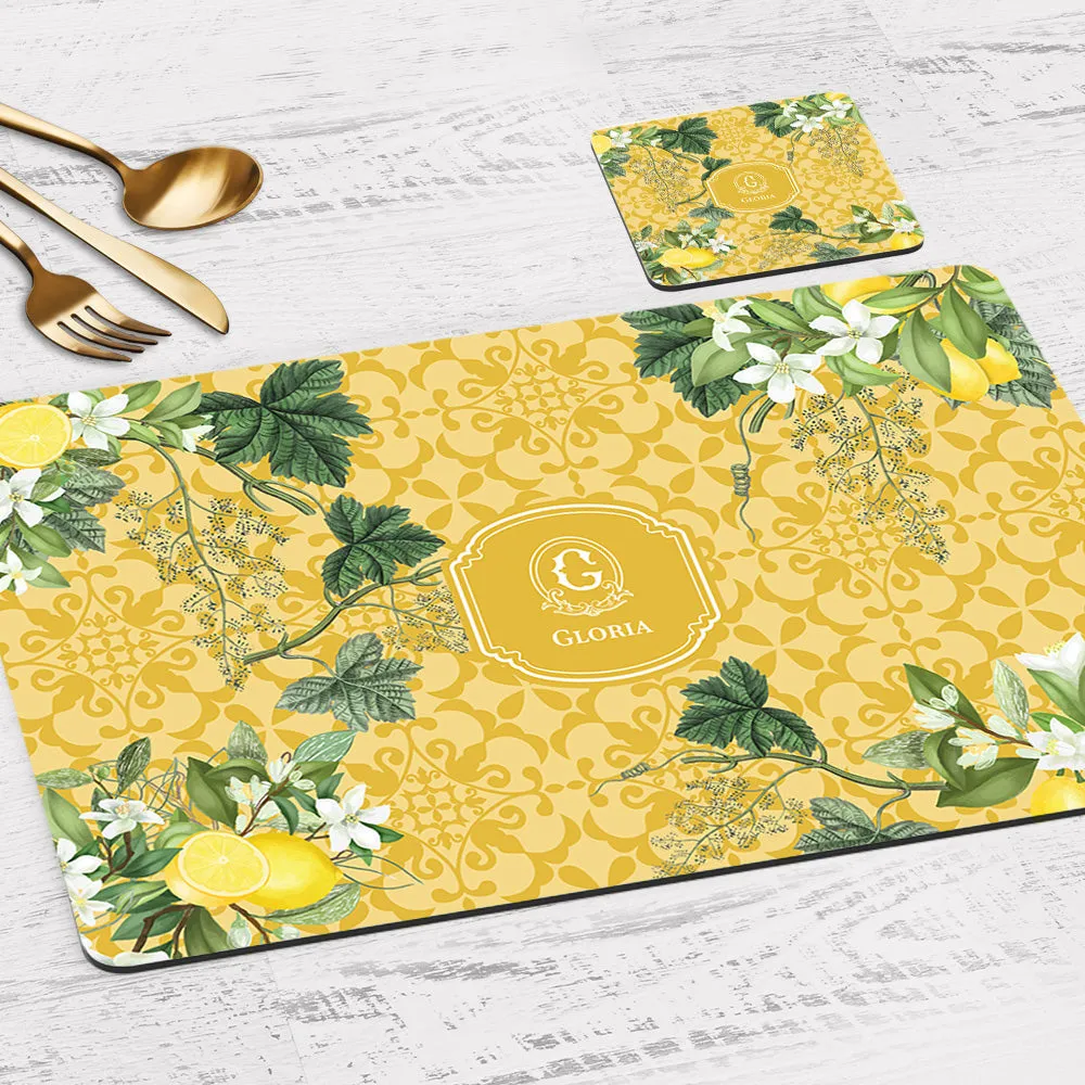 Lemon Grove  Tableware Set (4 Placemats & 4 Casters)