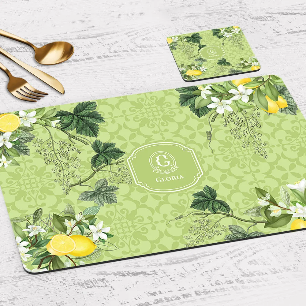 Lemon Grove  Tableware Set (4 Placemats & 4 Casters)