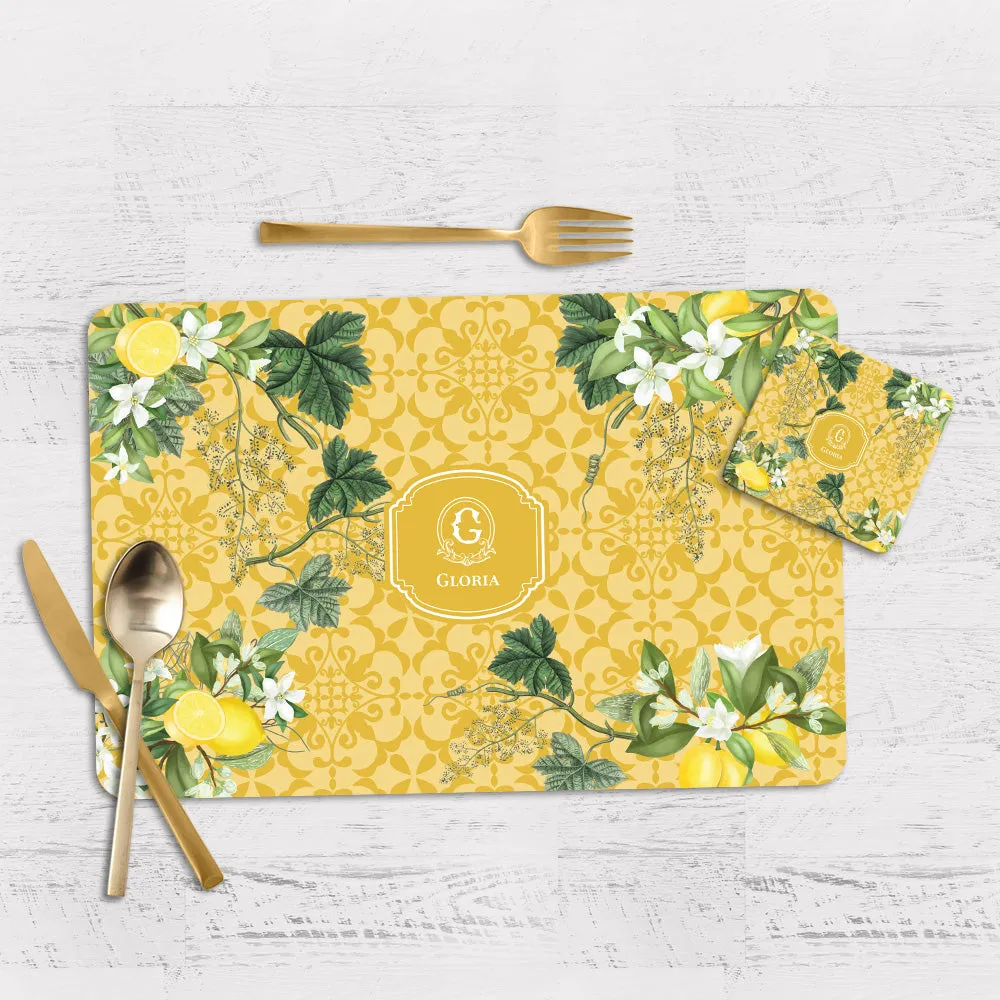 Lemon Grove  Tableware Set (4 Placemats & 4 Casters)