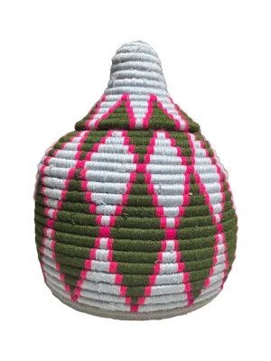 Light Blue & Green Moroccan Basket with Lid