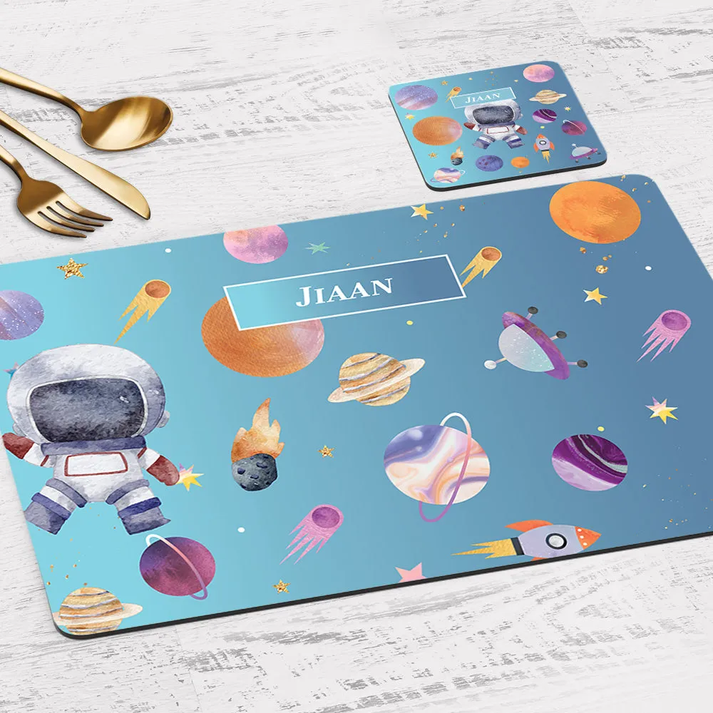 Lil Astronaut Tableware Set (kids) (4 Placemats & 4 Casters)