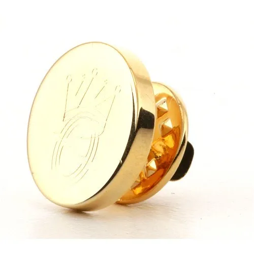 Logo Crest Engraved Round Gold lapel Pins