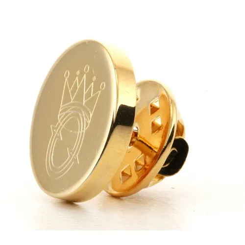 Logo Crest Engraved Round Gold lapel Pins