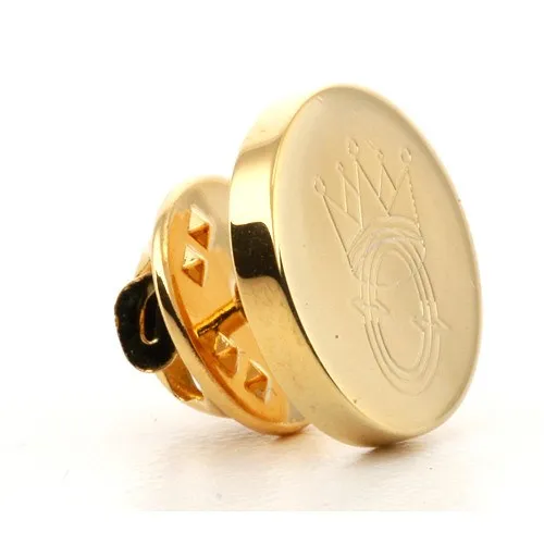 Logo Crest Engraved Round Gold lapel Pins