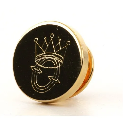 Logo Crest Engraved Round Gold lapel Pins