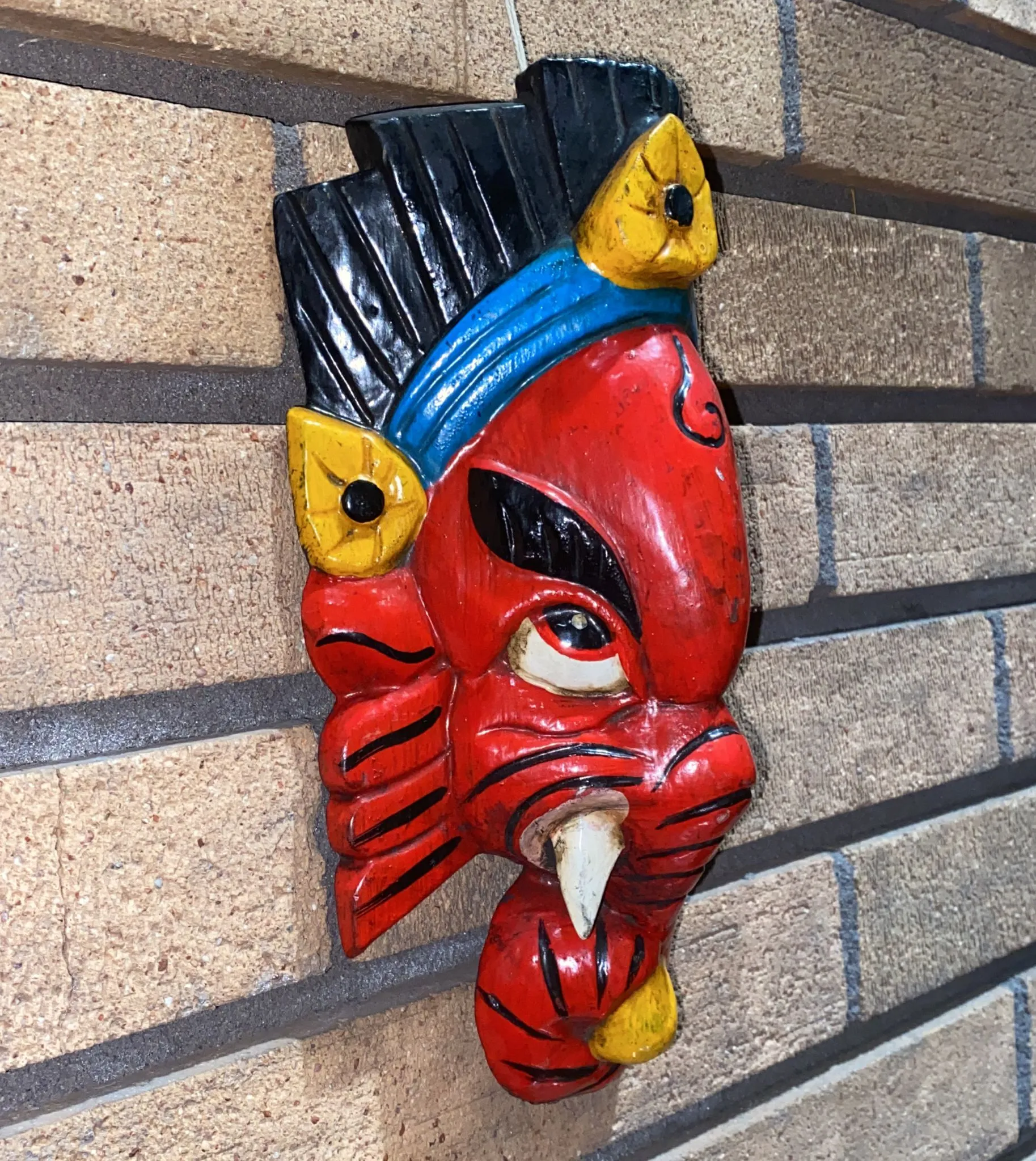 Lord Ganesh Hand-Carved Wooden Mask (L)
