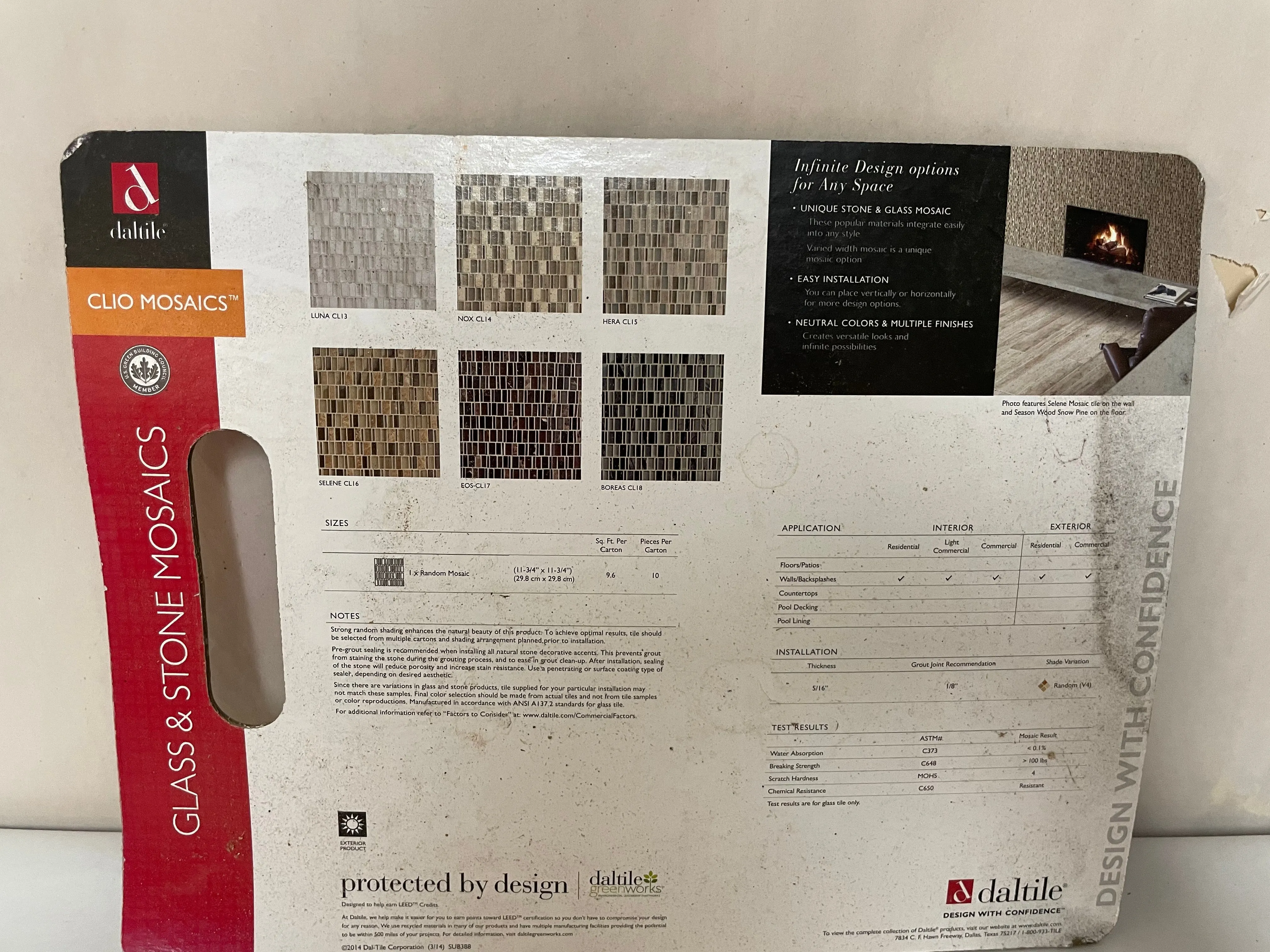 <€€ Daltile Clio Mosiacs Glass & Stone Wall Tile Samples Paperweights Crafts