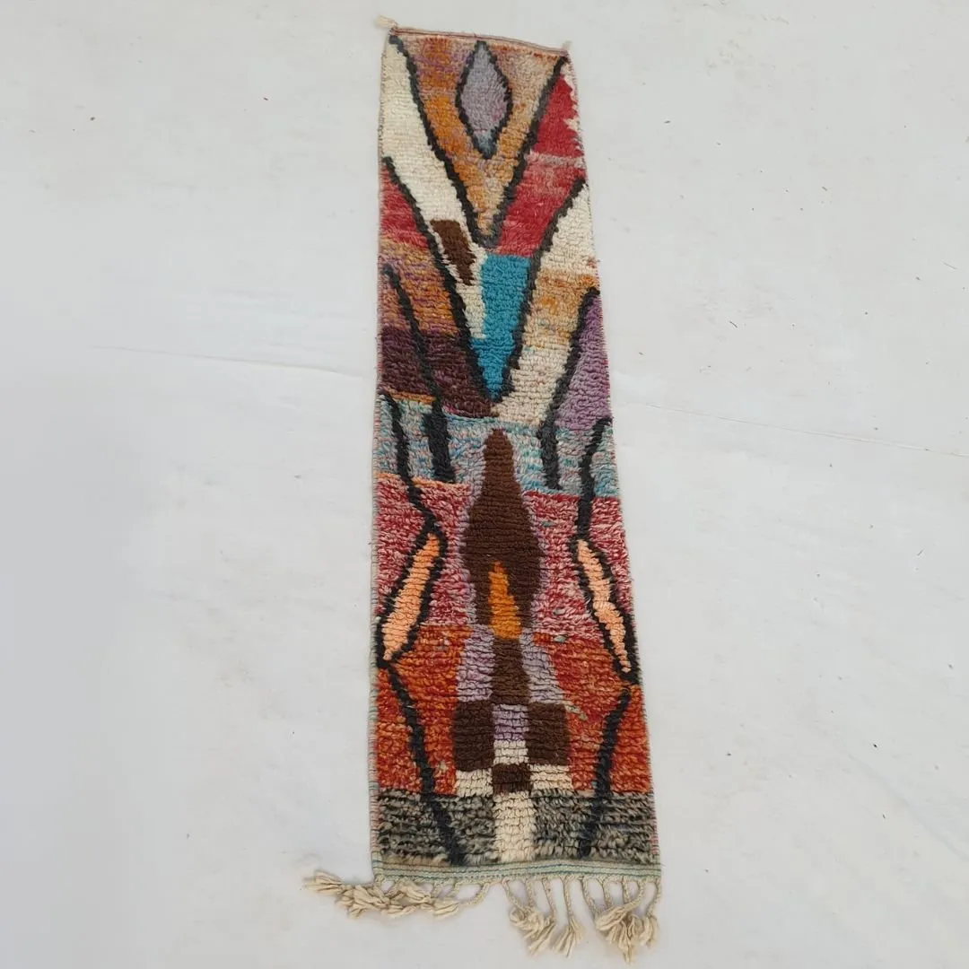 Mabiha Runner | Multicolored 2x9 Moroccan Hallway Runner Boujad | 2'x9'78 ft | 61x298 cm