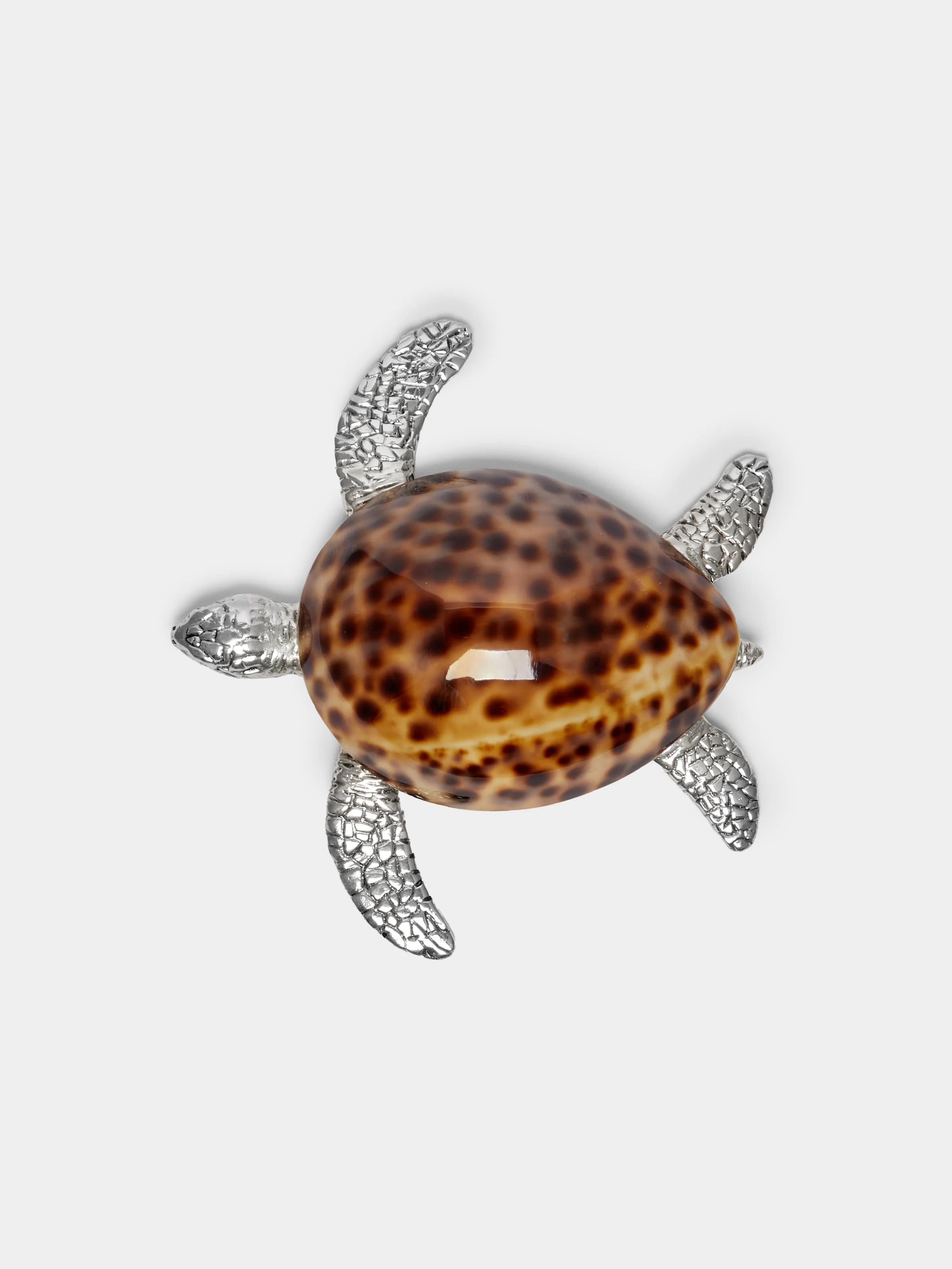 Maui Turtle Silver-Plated and Shell Paperweight