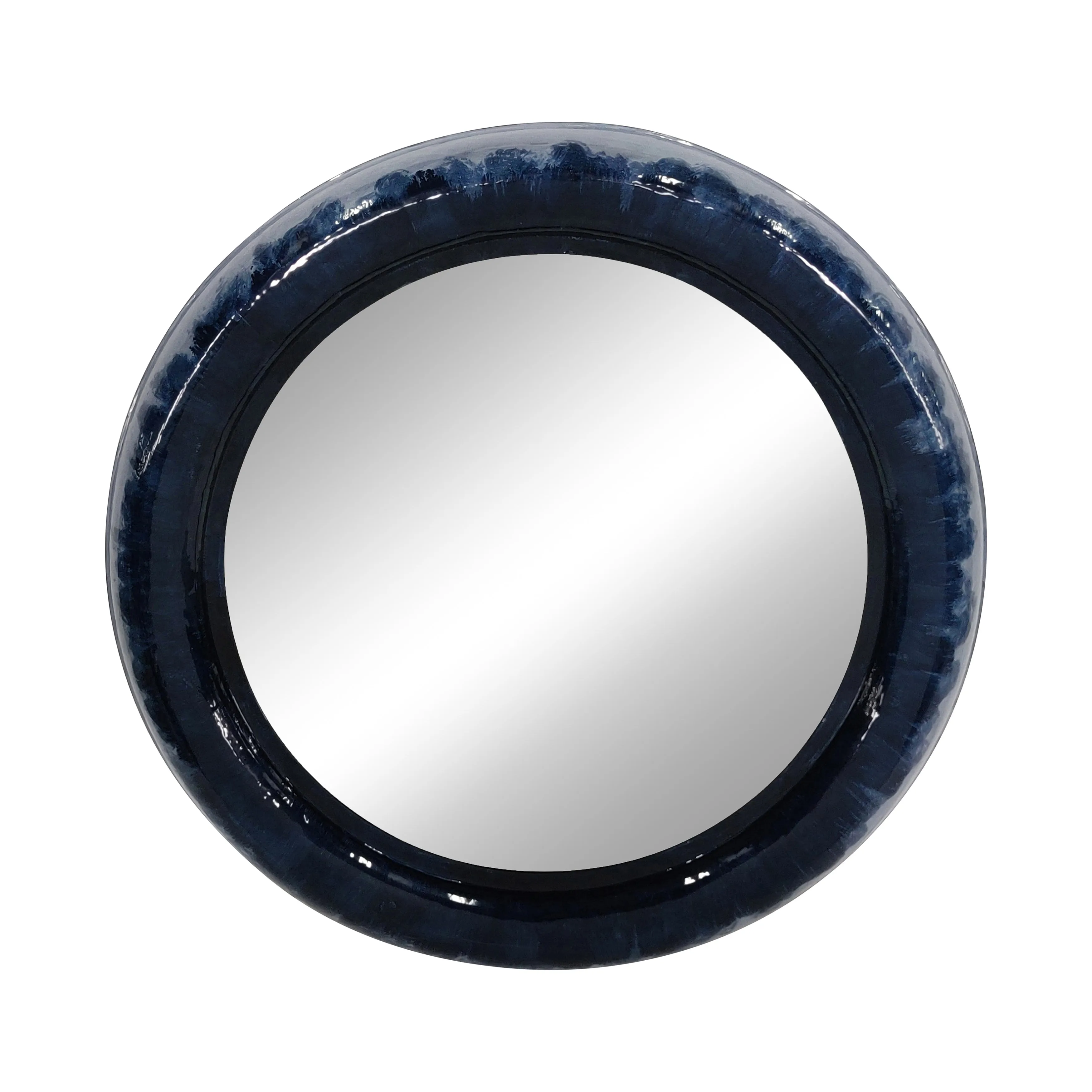 Metal 36" Round Mirror, Blue