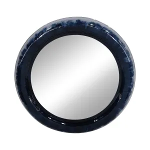 Metal 36" Round Mirror, Blue