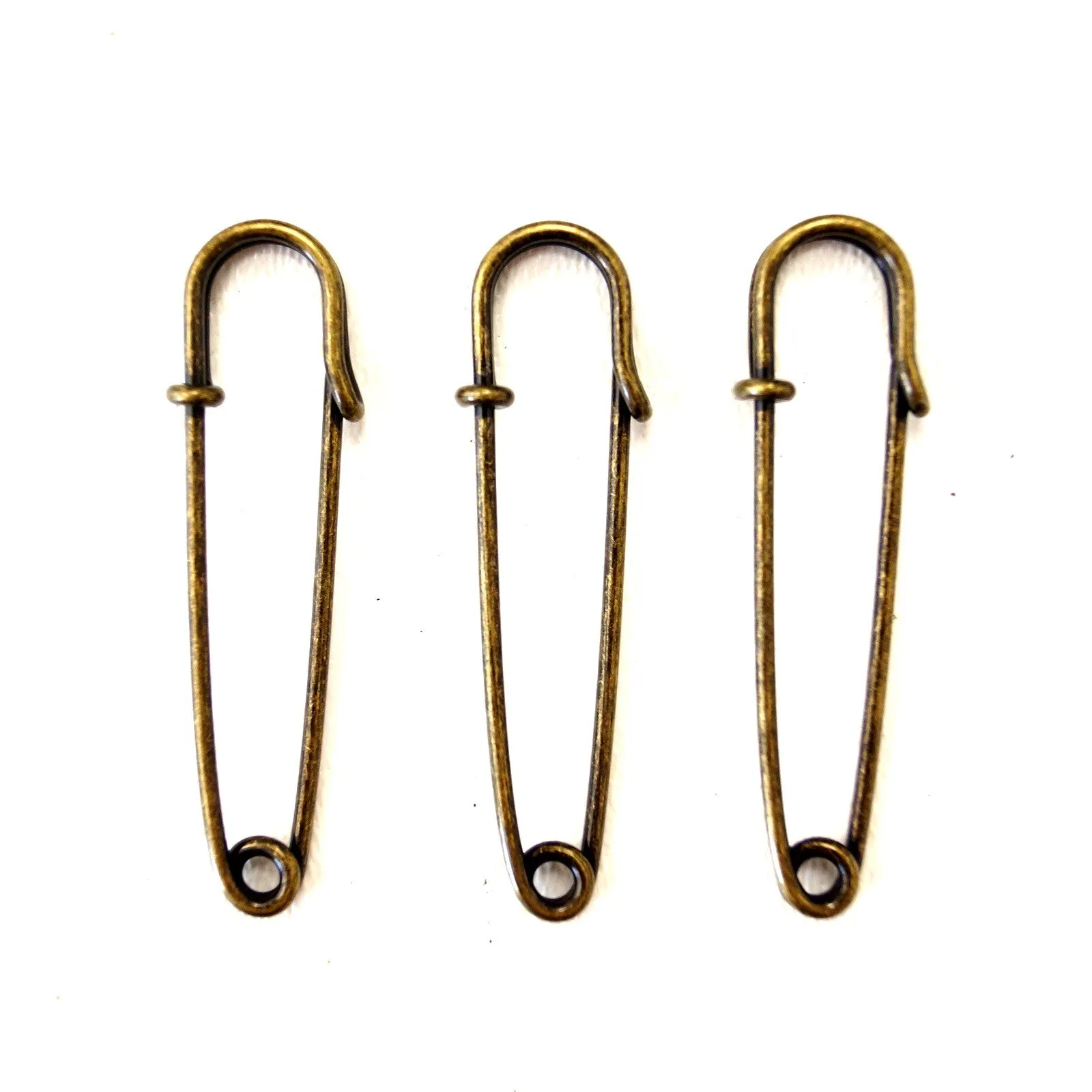 Metal Laundry Pin Style Pins in Antique Brass Finish, 2" long (Set of 3)
