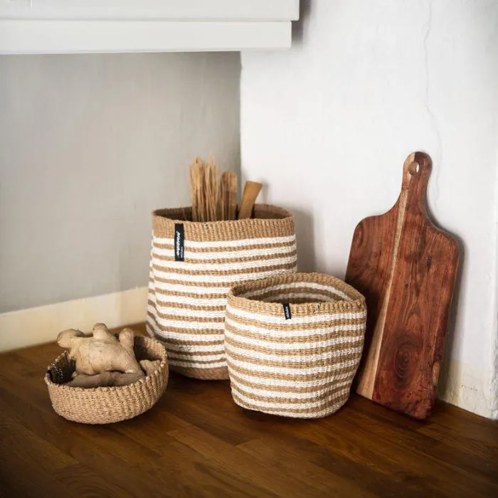Mifuko Kiondo Basket Thin Brown Stripes Small