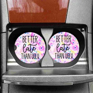 Mugsby | Better Late Than Ugly Car Coasters (Set of 2)
