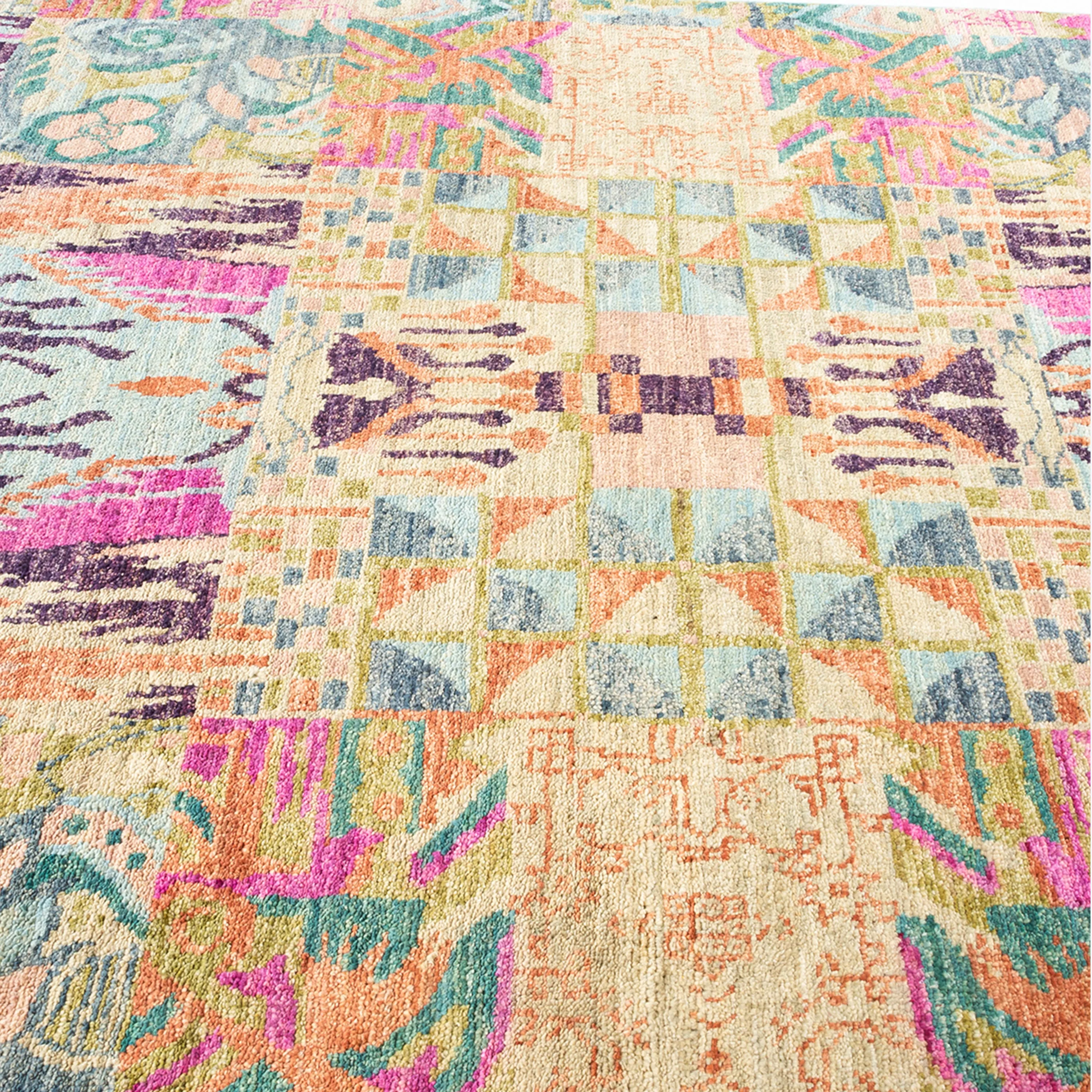 Multi Colored Abstract Wool Rug, 5'10 x 9'1"