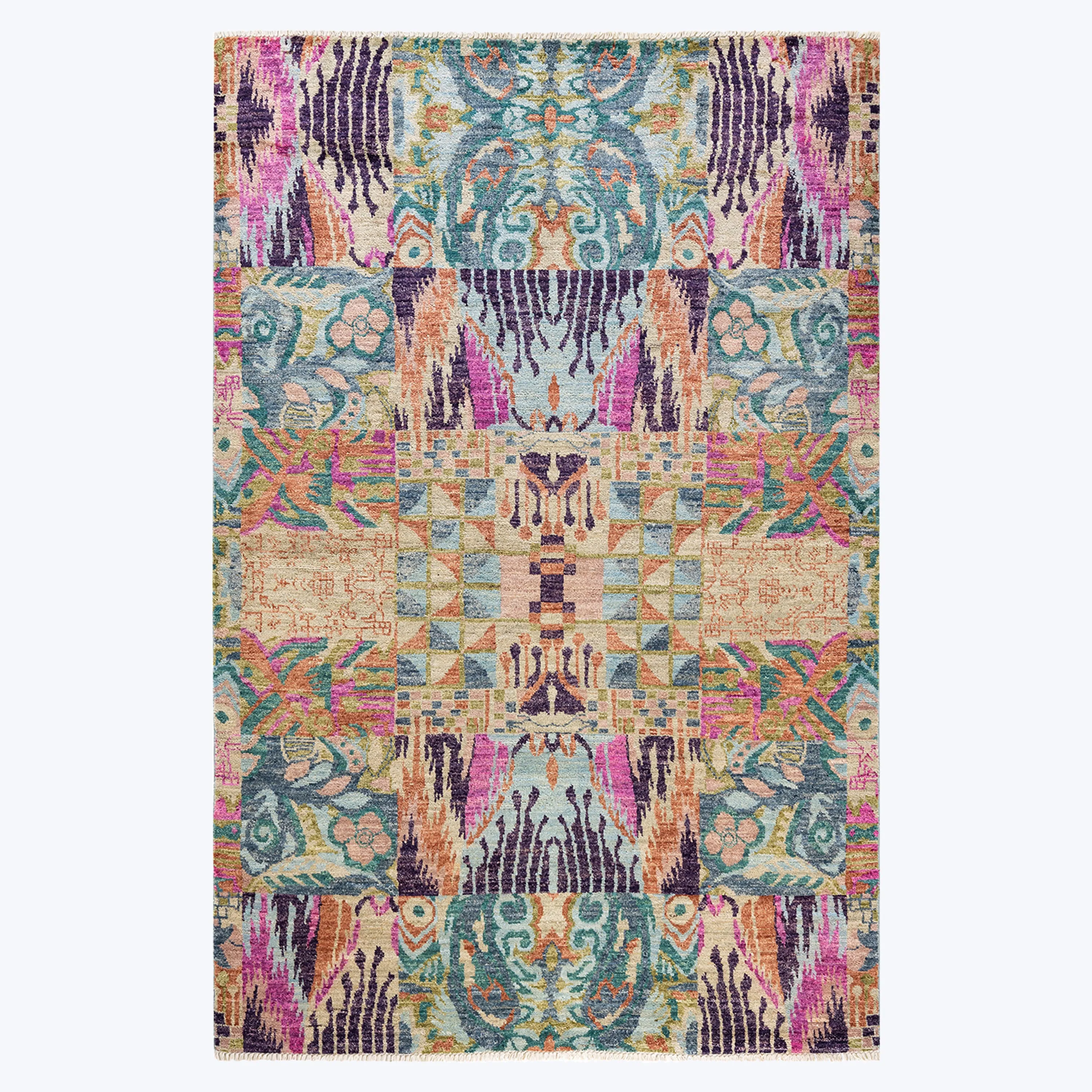 Multi Colored Abstract Wool Rug, 5'10 x 9'1"
