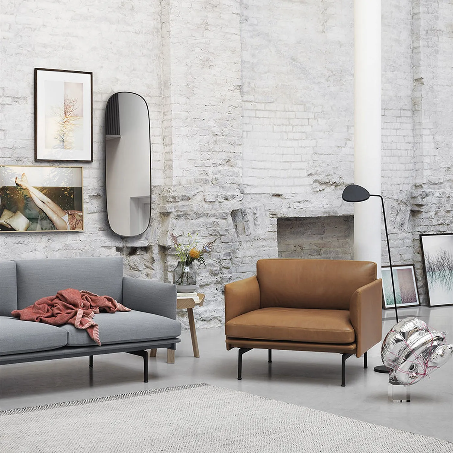 muuto | framed mirror | taupe   clear glass | large