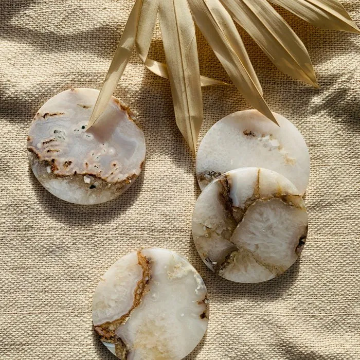 Natural Agate Round Coaster | Set of 4