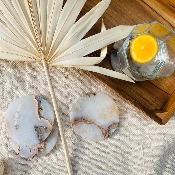 Natural Agate Round Coaster | Set of 4