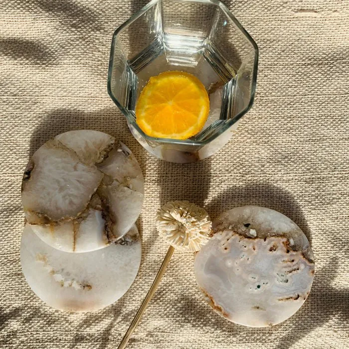 Natural Agate Round Coaster | Set of 4