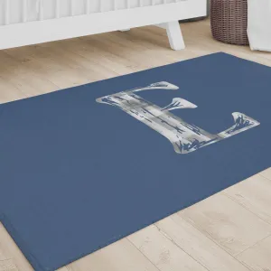 Navy Plaid Personalized Nursery Rug