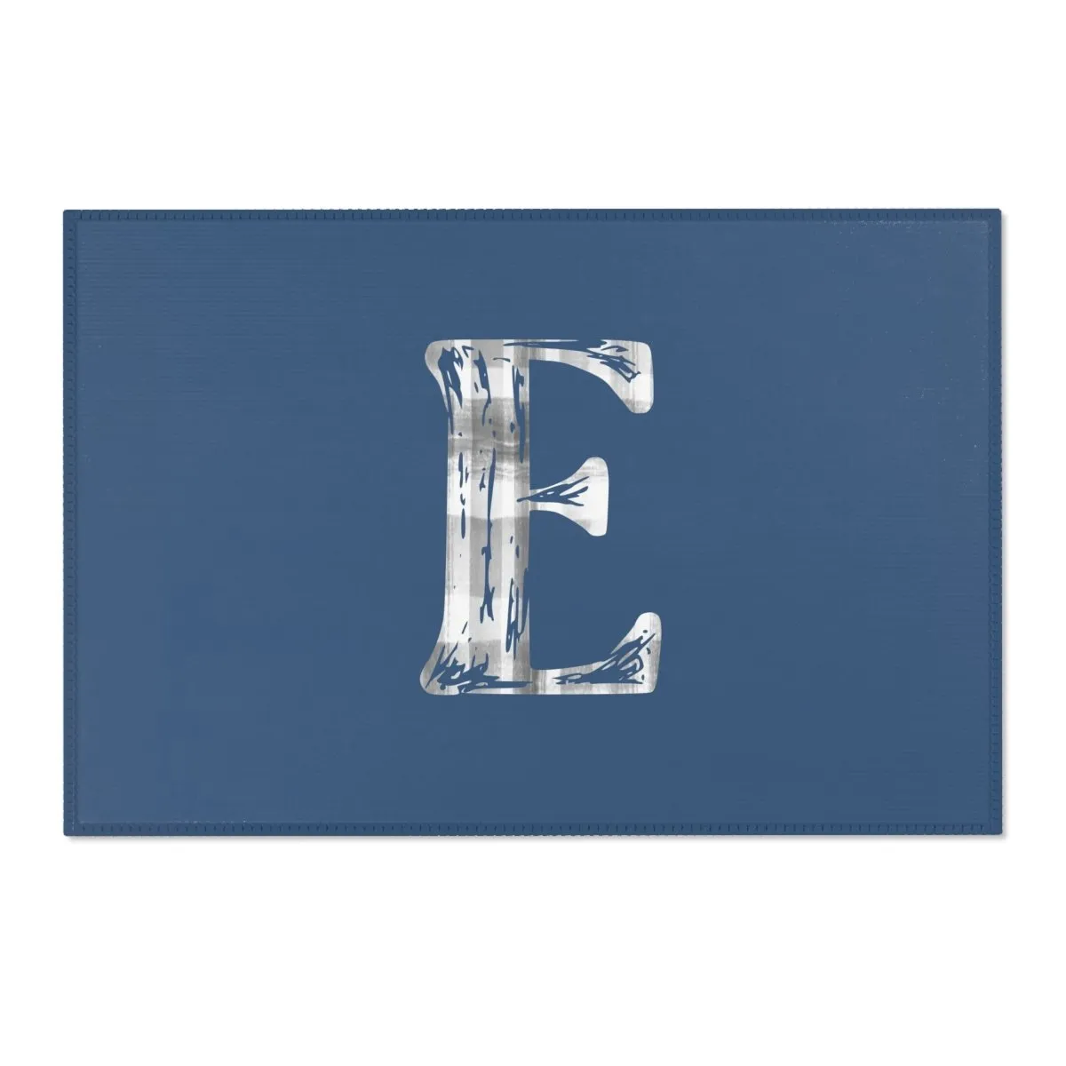 Navy Plaid Personalized Nursery Rug