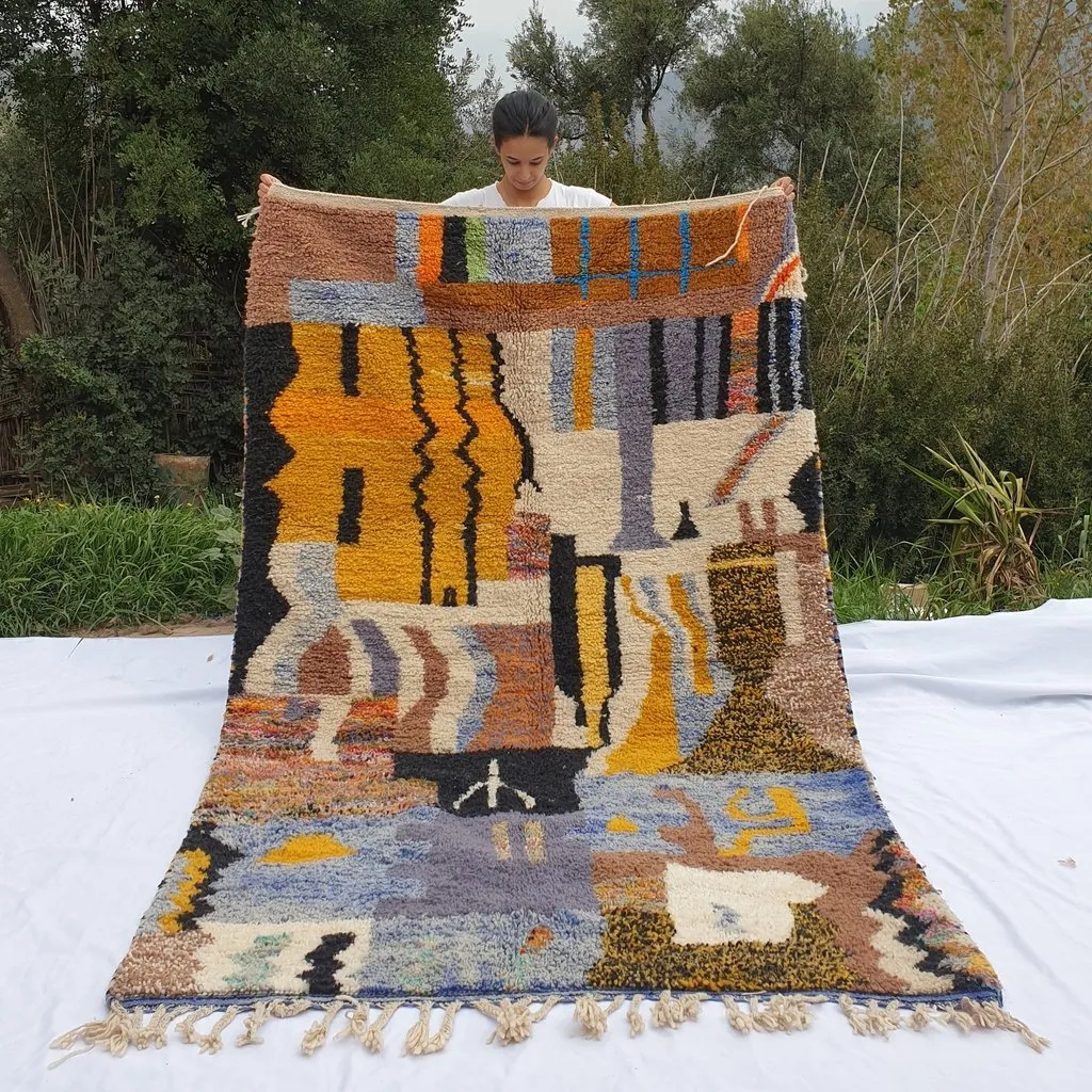 NGIWEL | 8x5 Ft | 2,5x1,5 m | Moroccan Colorful Rug | 100% wool handmade