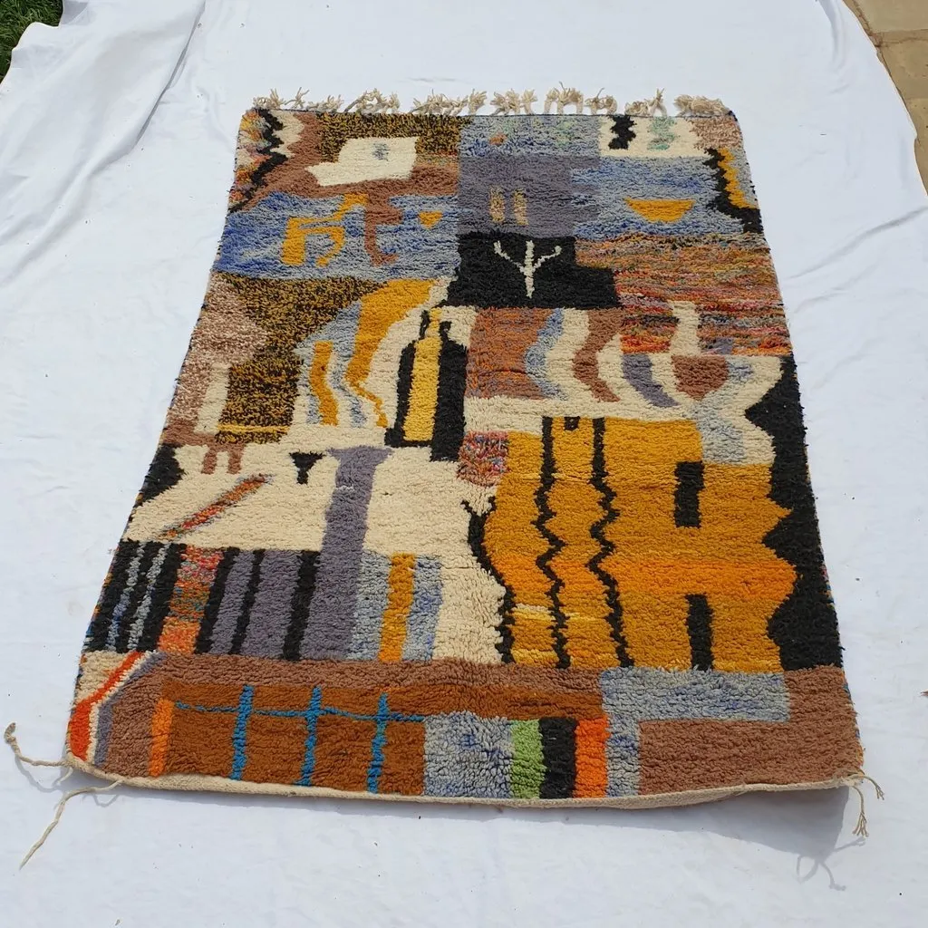 NGIWEL | 8x5 Ft | 2,5x1,5 m | Moroccan Colorful Rug | 100% wool handmade